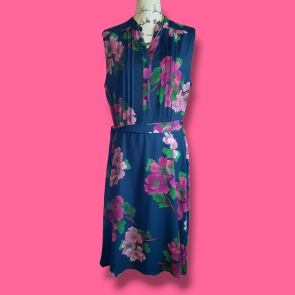 Nanette Lepore Dresses & Skirts - FLASH SALE! Nanette Lepore Floral Sleeveless Dress Navy Pink Size 14W NWOT